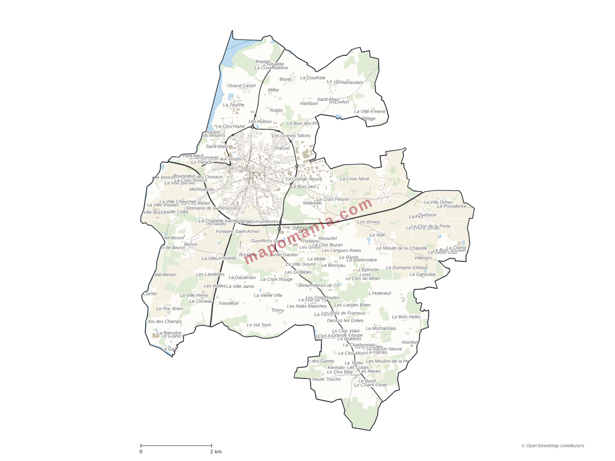 Carte de Ploërmel à personnaliser