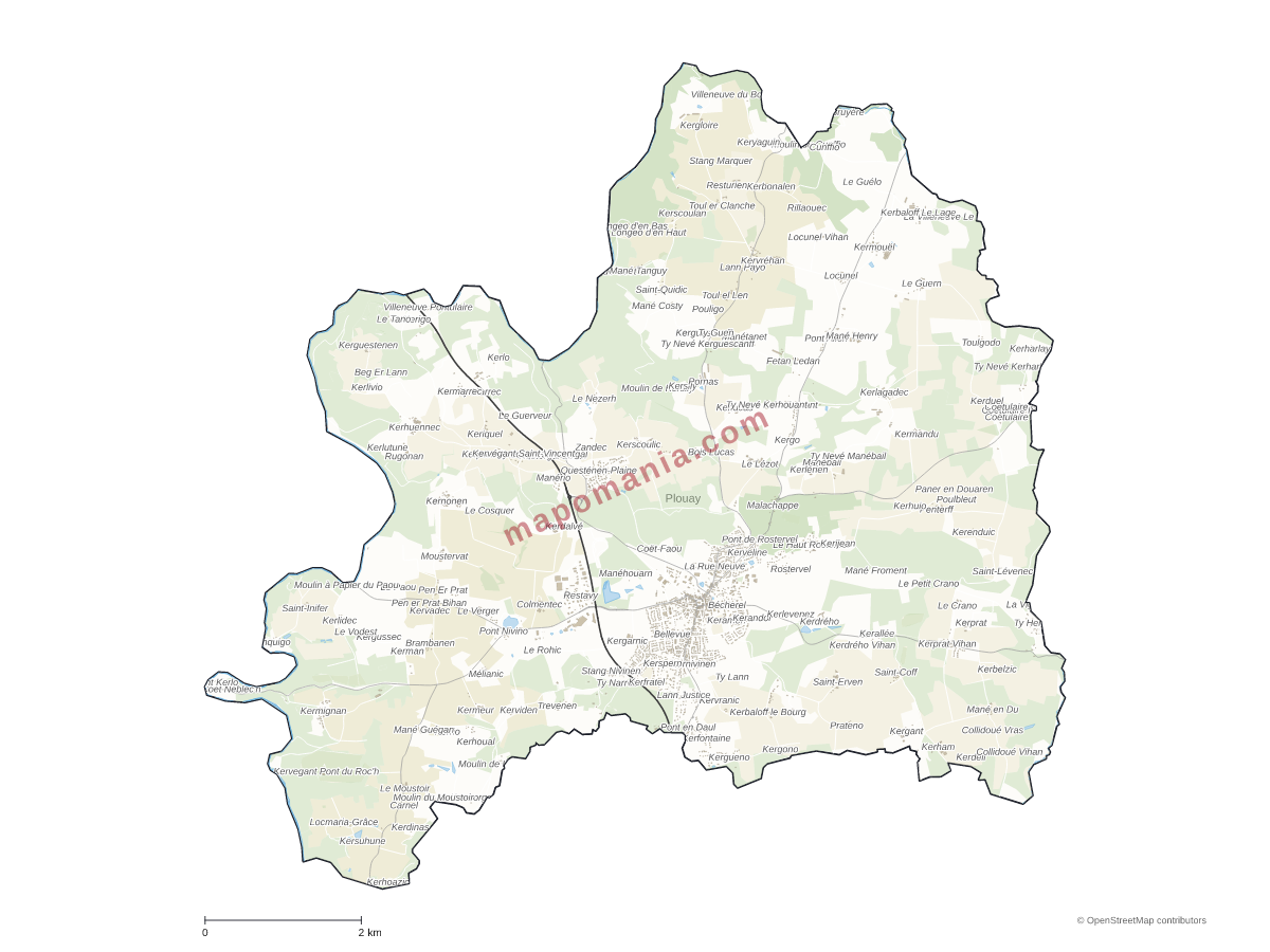 Carte de Plouay à personnaliser