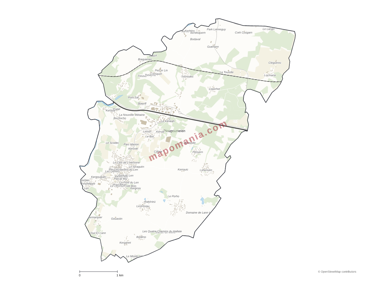 Carte de Plougoumelen à personnaliser