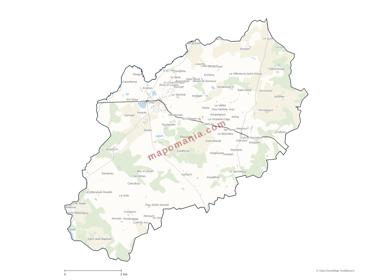 Carte de Plouray à personnaliser
