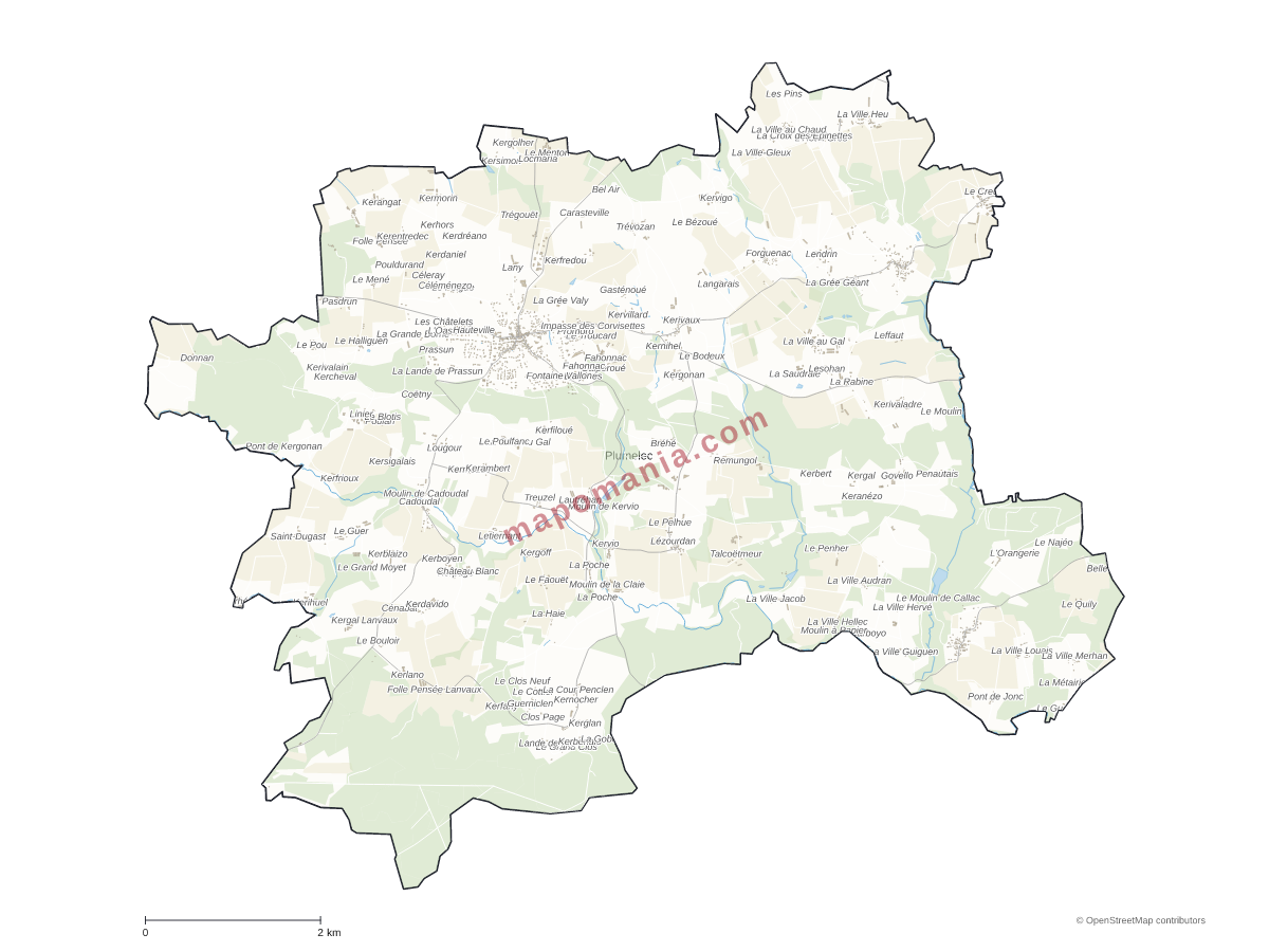Carte de Plumelec à personnaliser