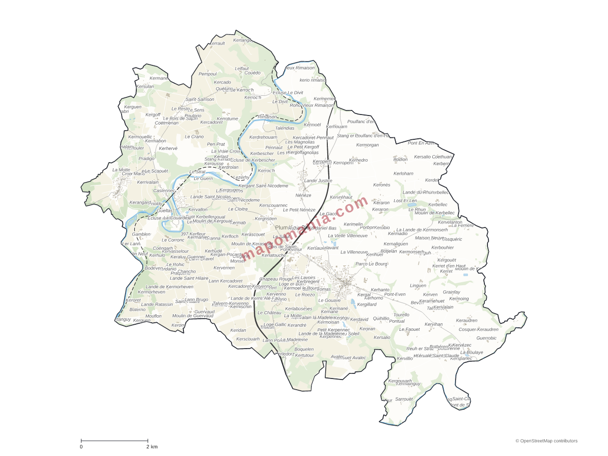 Carte de Pluméliau-Bieuzy à personnaliser