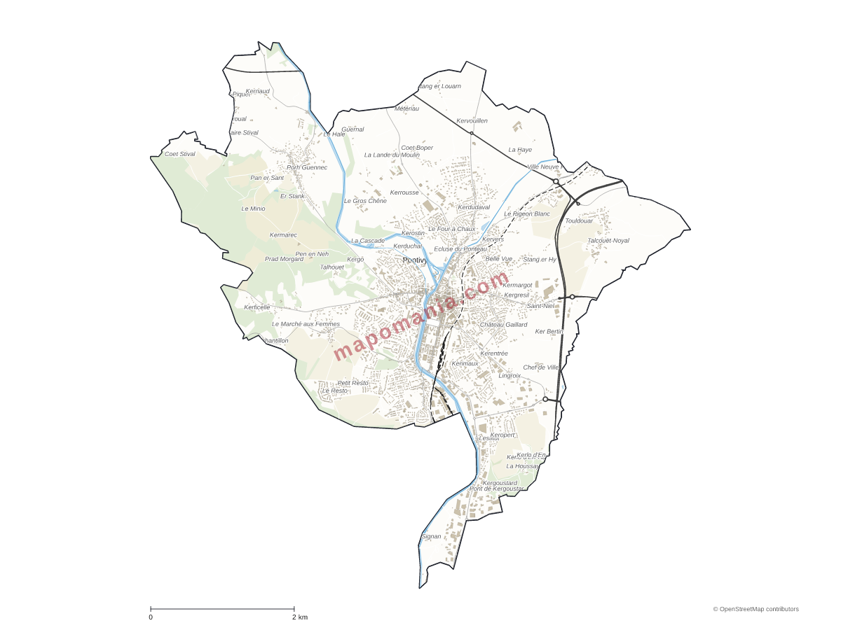 Carte de Pontivy à personnaliser