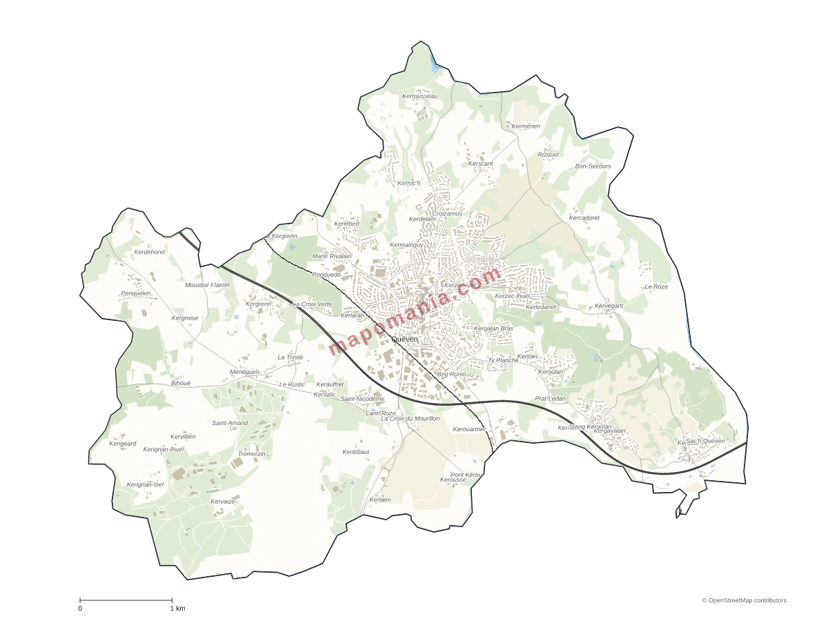 Carte de Quéven à personnaliser