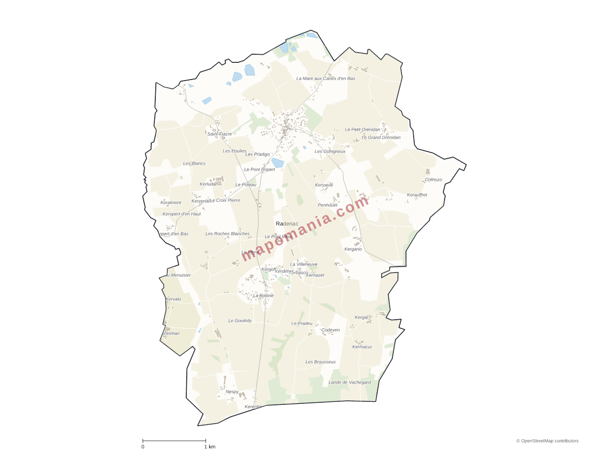 Carte de Radenac à personnaliser