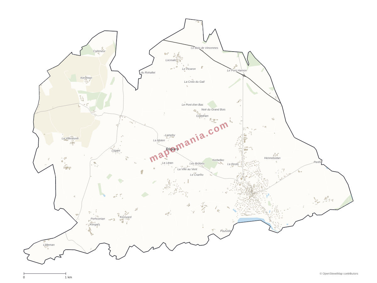 Carte de Réguiny à personnaliser
