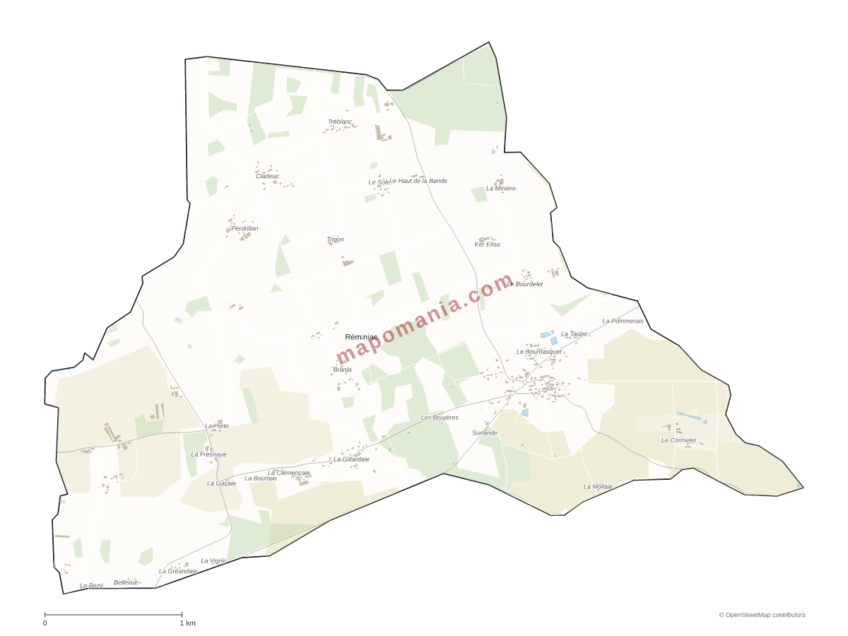 Carte de Réminiac à personnaliser