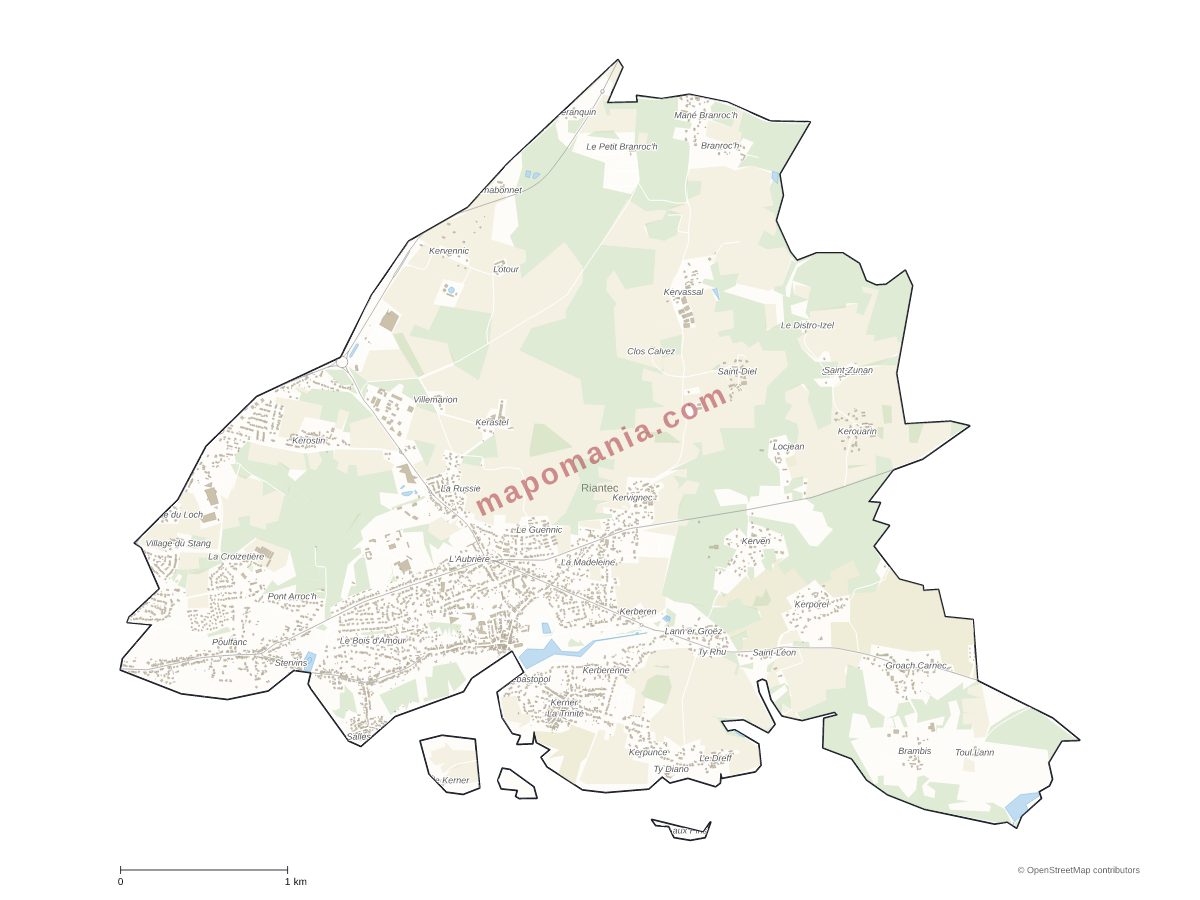 Carte de Riantec à personnaliser