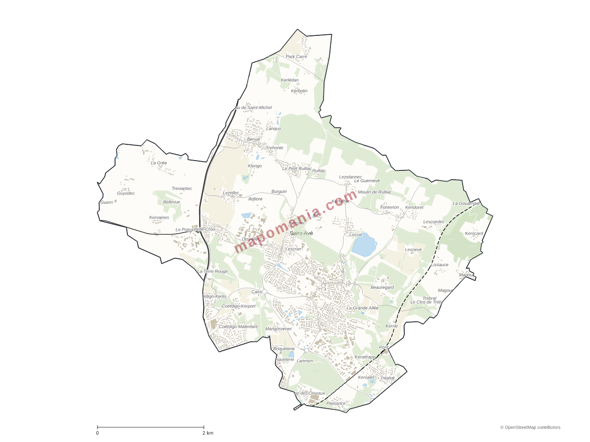 Carte de Saint-Avé à personnaliser