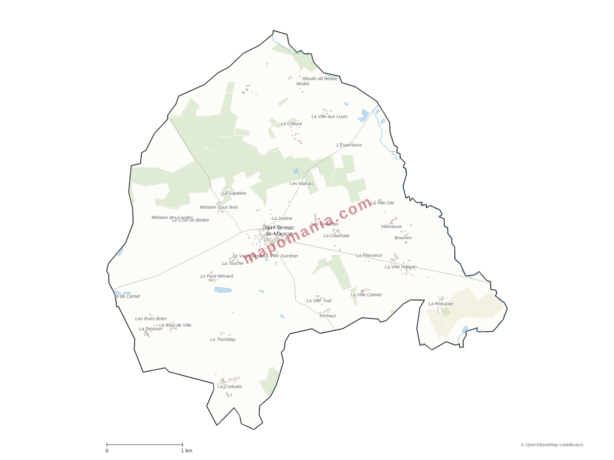 Carte de Saint-Brieuc-de-Mauron à personnaliser