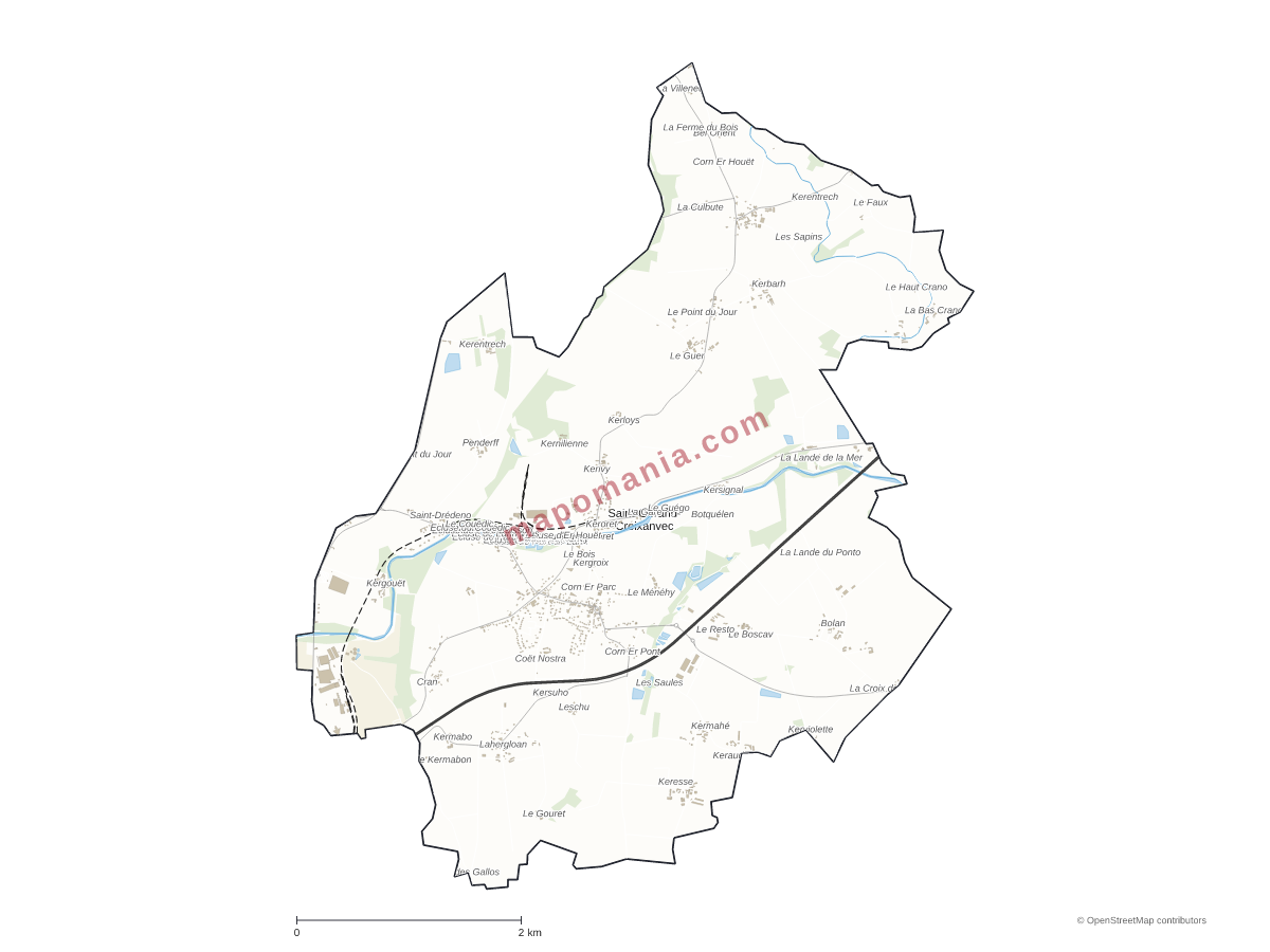 Carte de Saint-Gérand-Croixanvec à personnaliser