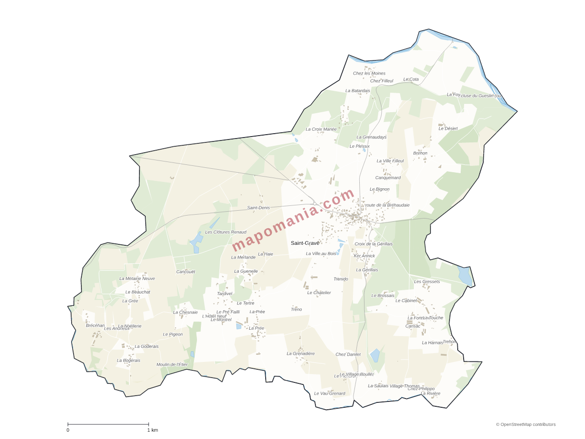Carte de Saint-Gravé à personnaliser