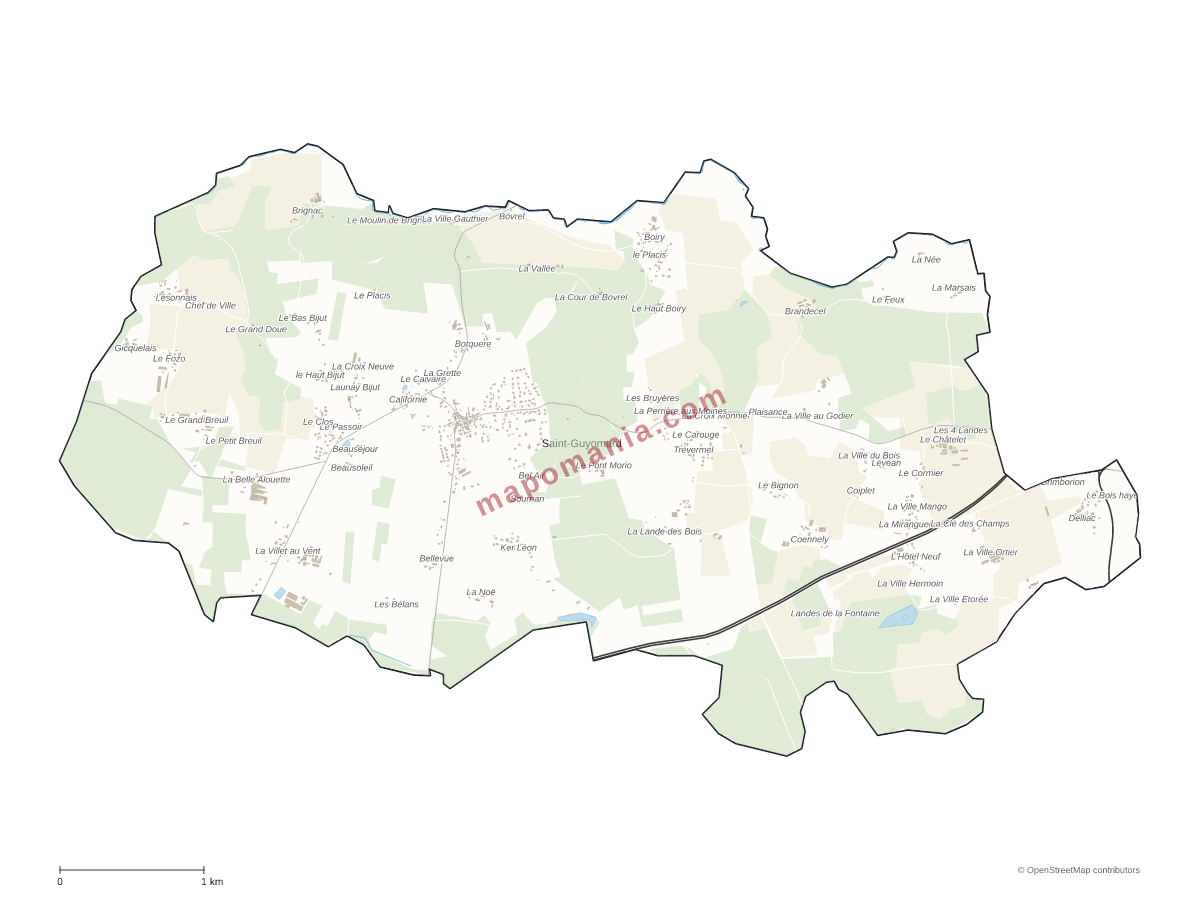 Carte de Saint-Guyomard à personnaliser