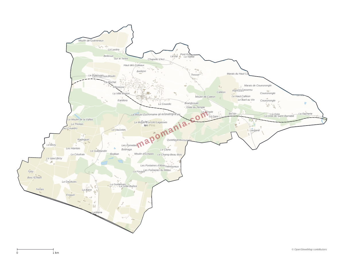 Carte de Saint-Jacut-les-Pins à personnaliser