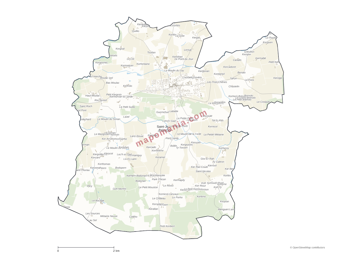 Carte de Saint-Jean-Brévelay à personnaliser
