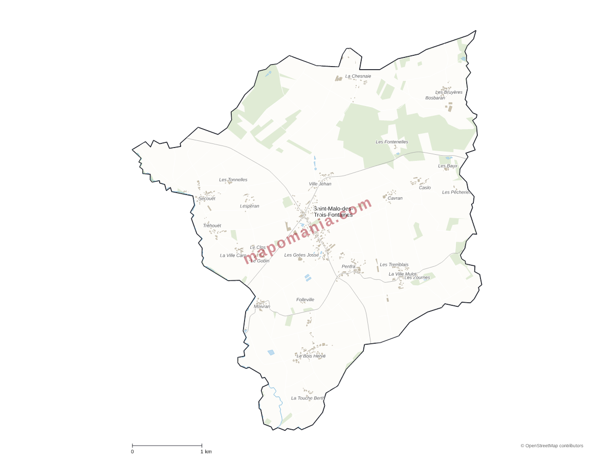 Carte de Saint-Malo-des-Trois-Fontaines à personnaliser