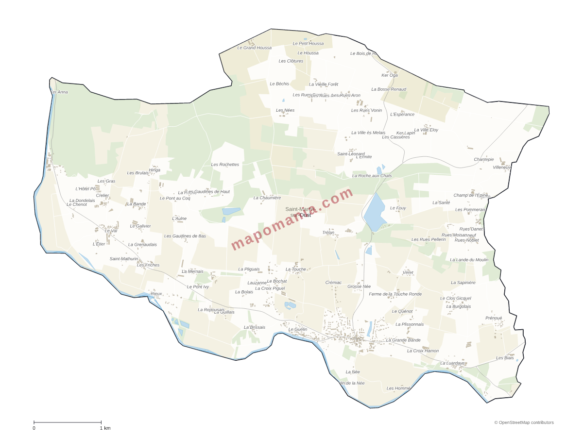 Carte de Saint-Martin-sur-Oust à personnaliser