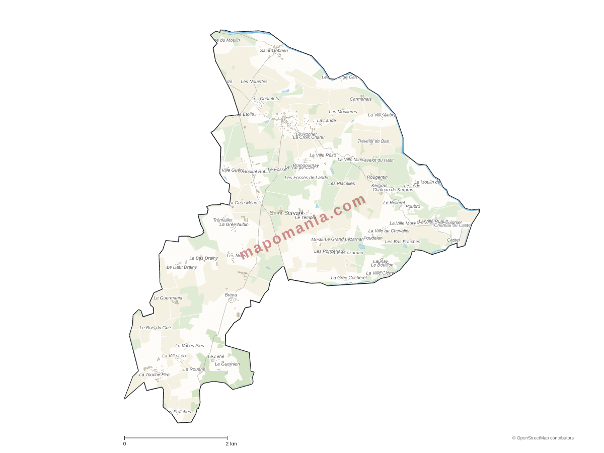 Carte de Saint-Servant à personnaliser