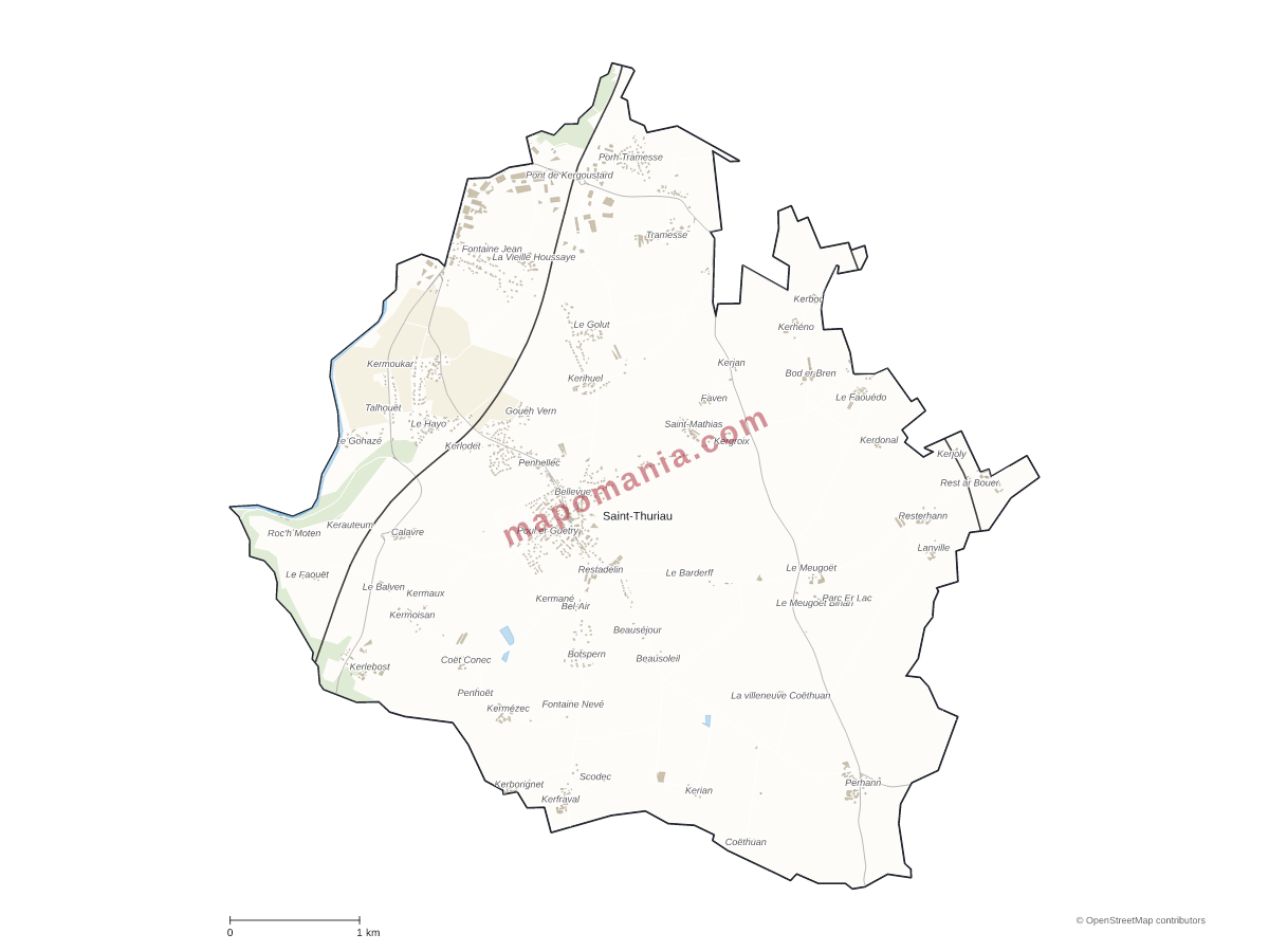 Carte de Saint-Thuriau à personnaliser