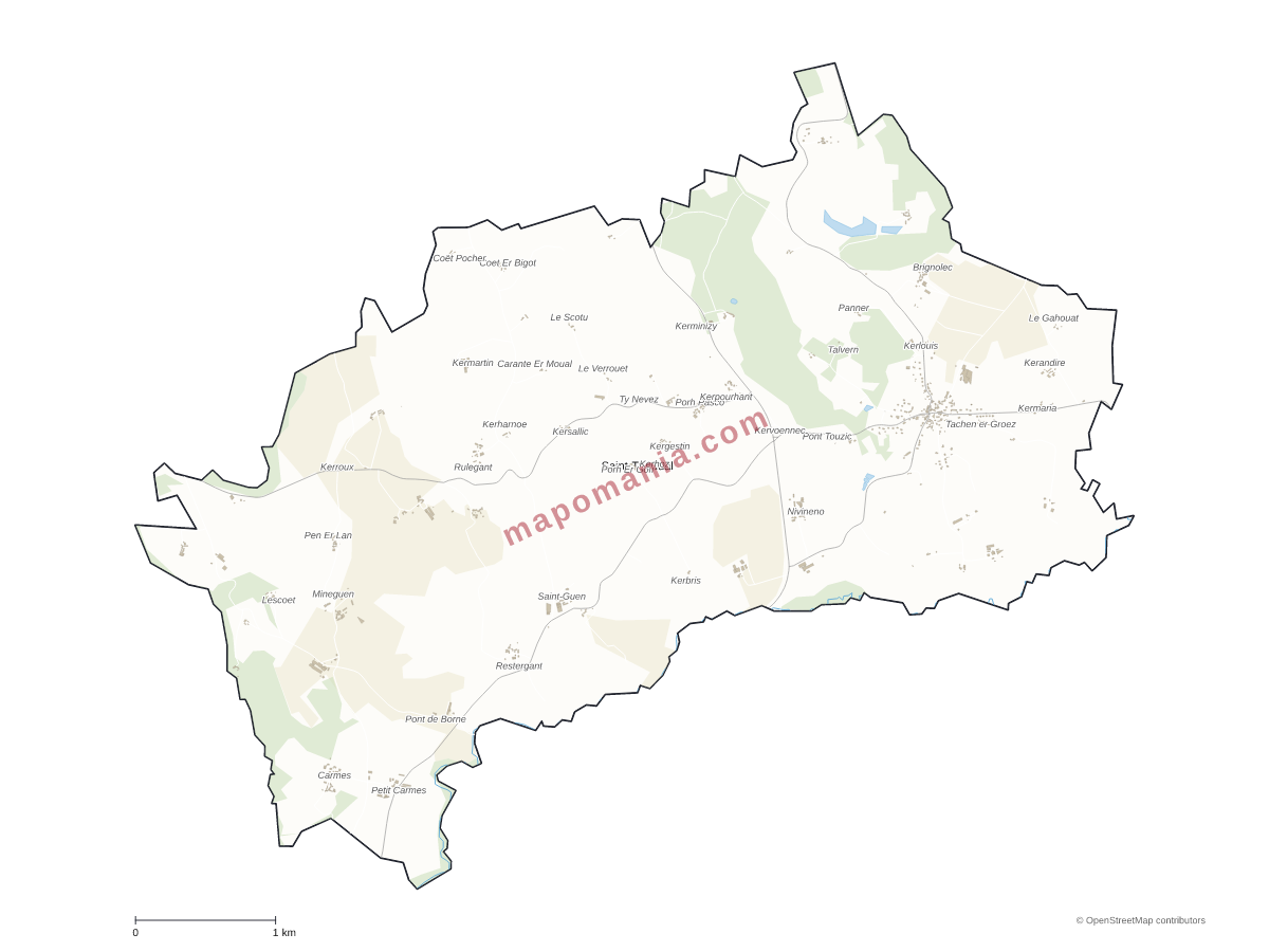 Carte de Saint-Tugdual à personnaliser