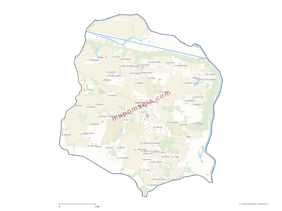 Carte de Saint-Vincent-sur-Oust à personnaliser