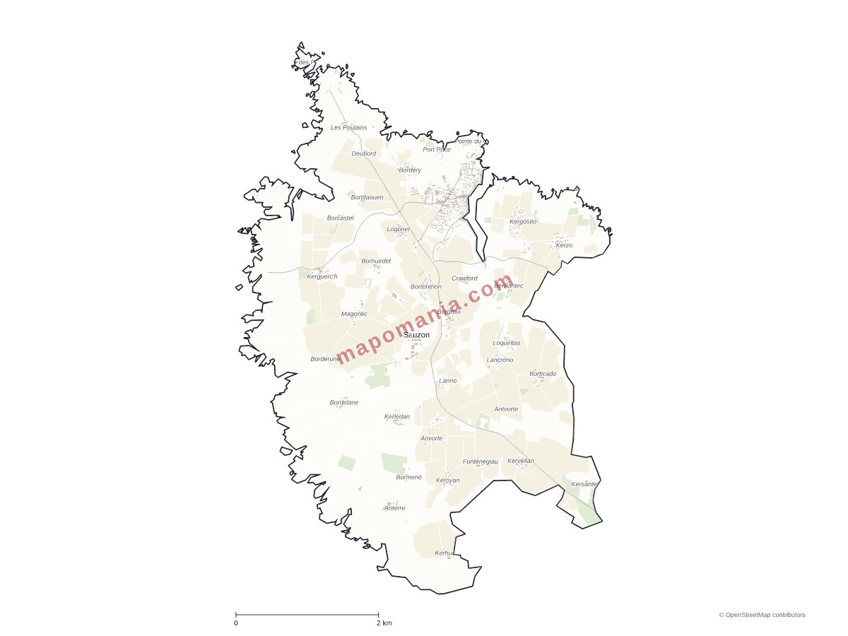 Carte de Sauzon à personnaliser