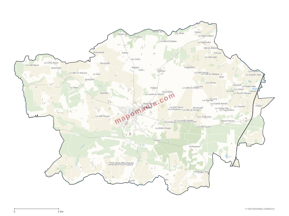Carte de Sérent à personnaliser