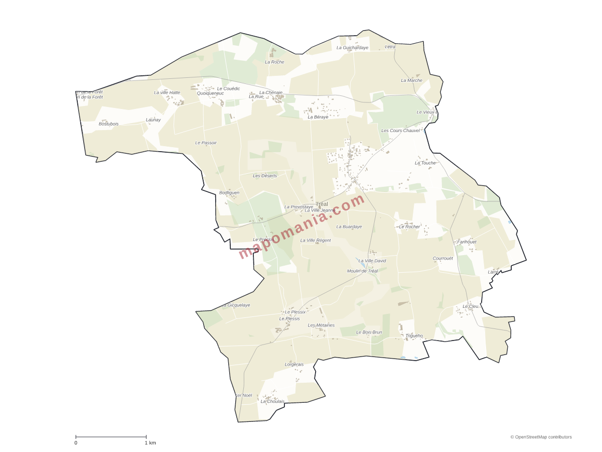 Carte de Tréal à personnaliser