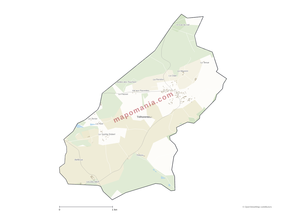 Carte de Tréhorenteuc à personnaliser