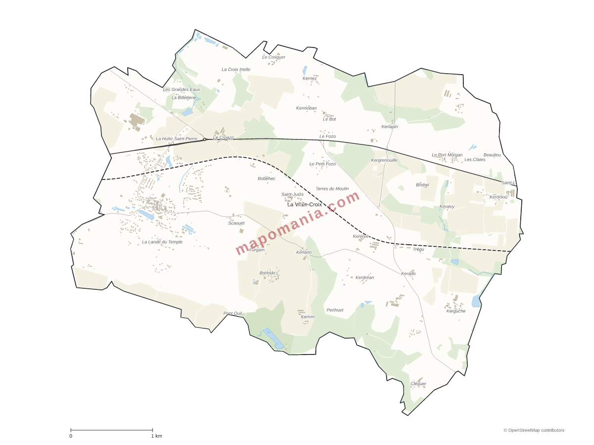Carte de La Vraie-Croix à personnaliser