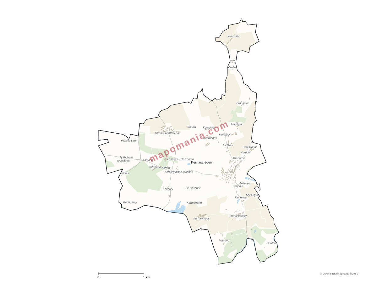 Carte de Kernascléden à personnaliser