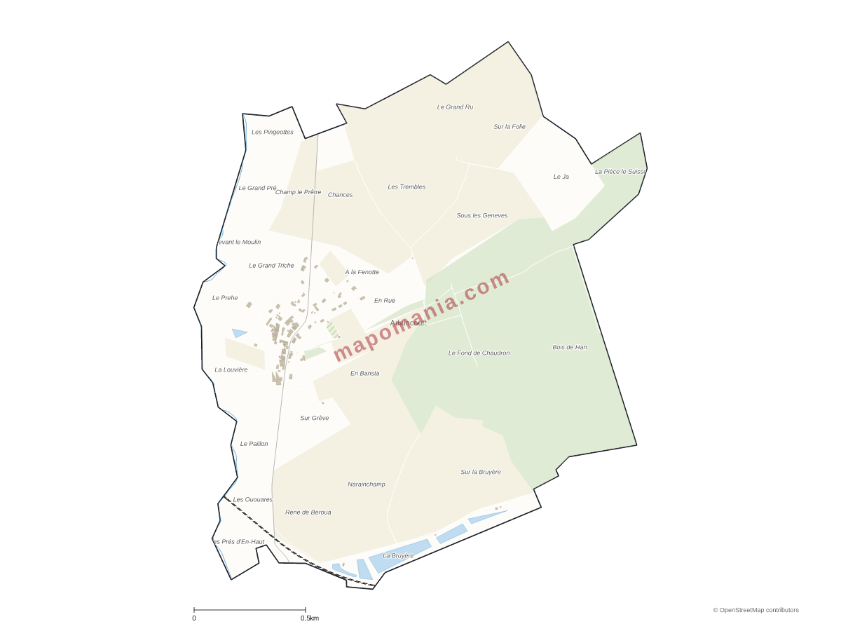 Carte de Adaincourt à personnaliser