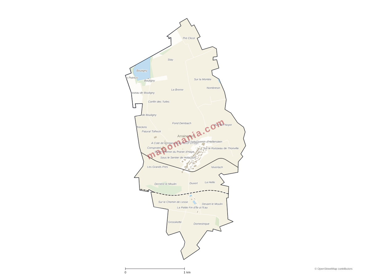 Carte de Arraincourt à personnaliser