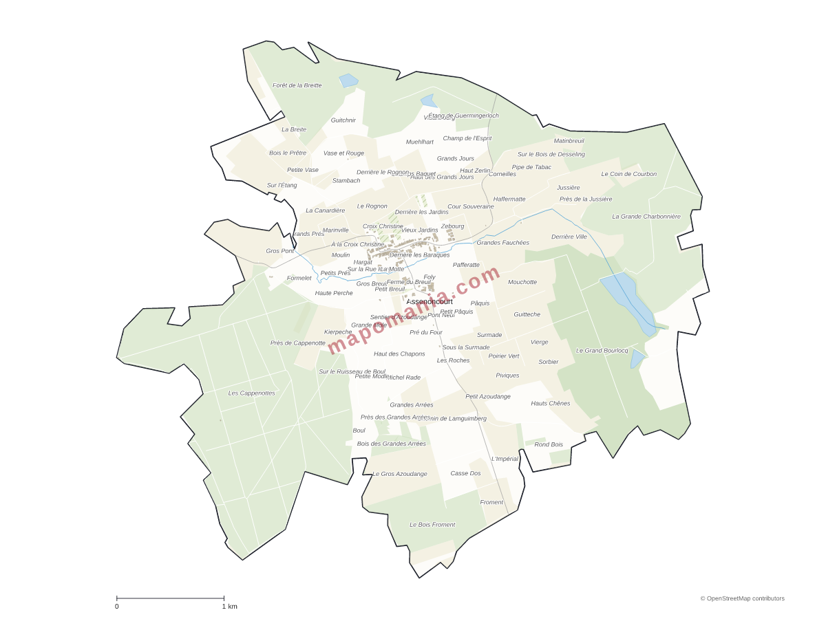 Carte de Assenoncourt à personnaliser