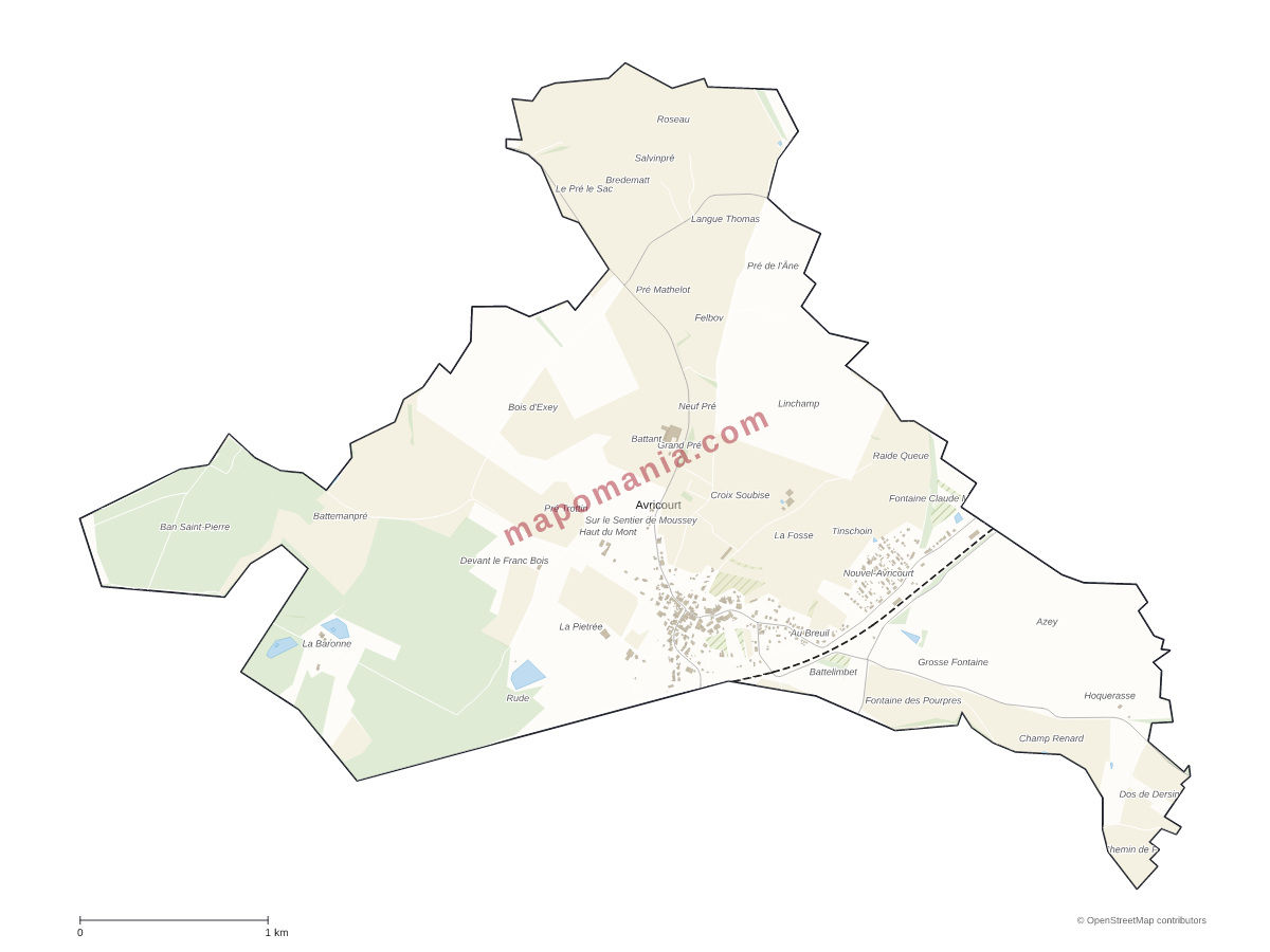 Carte de Avricourt à personnaliser