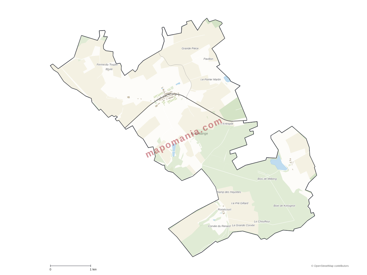 Carte de Azoudange à personnaliser