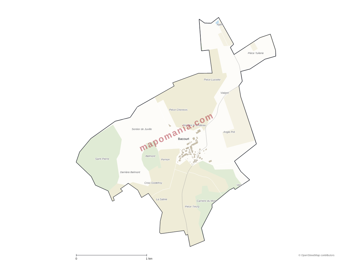 Carte de Bacourt à personnaliser