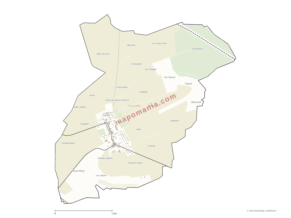 Carte de Baronville à personnaliser
