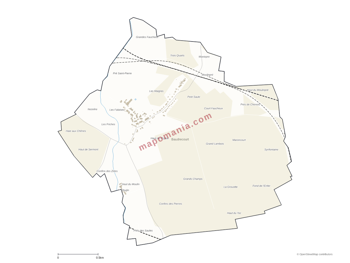 Carte de Baudrecourt à personnaliser