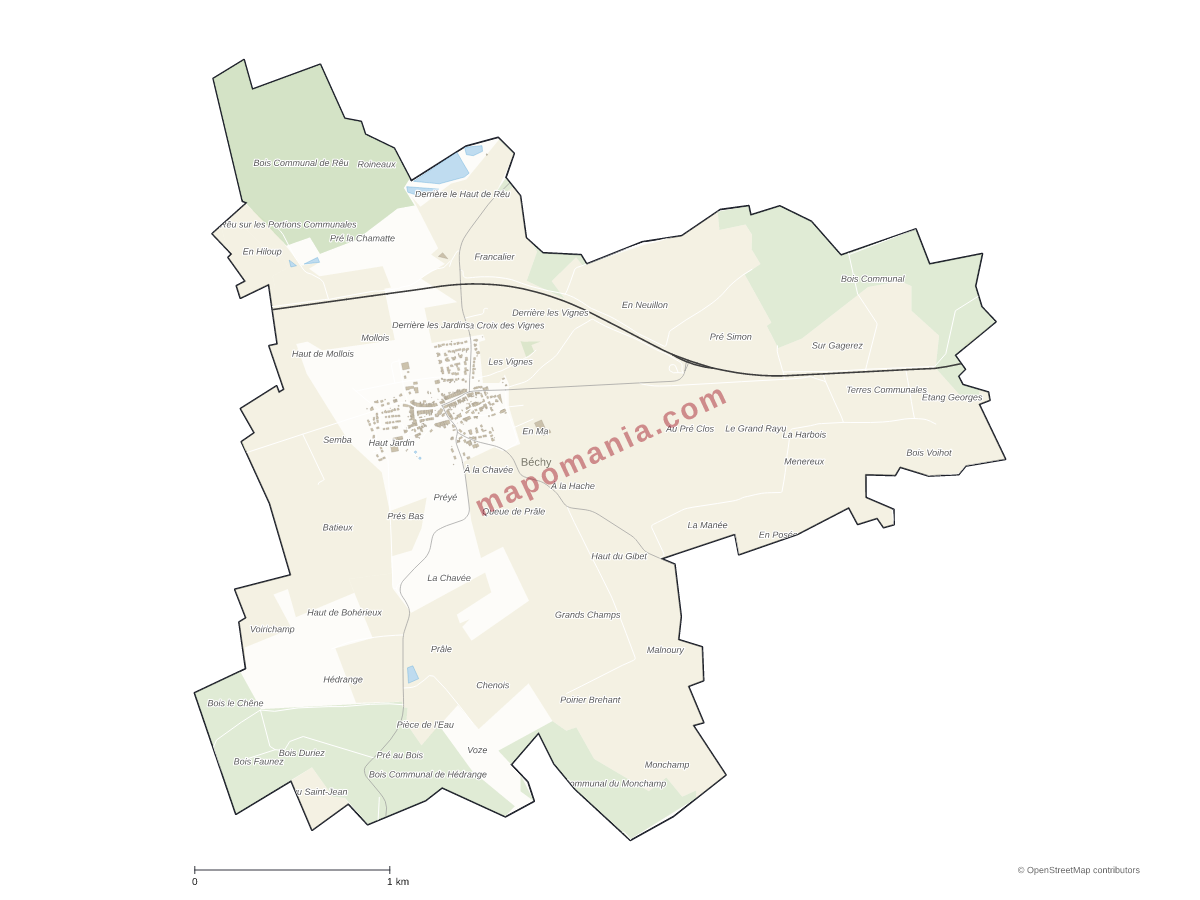 Carte de Béchy à personnaliser