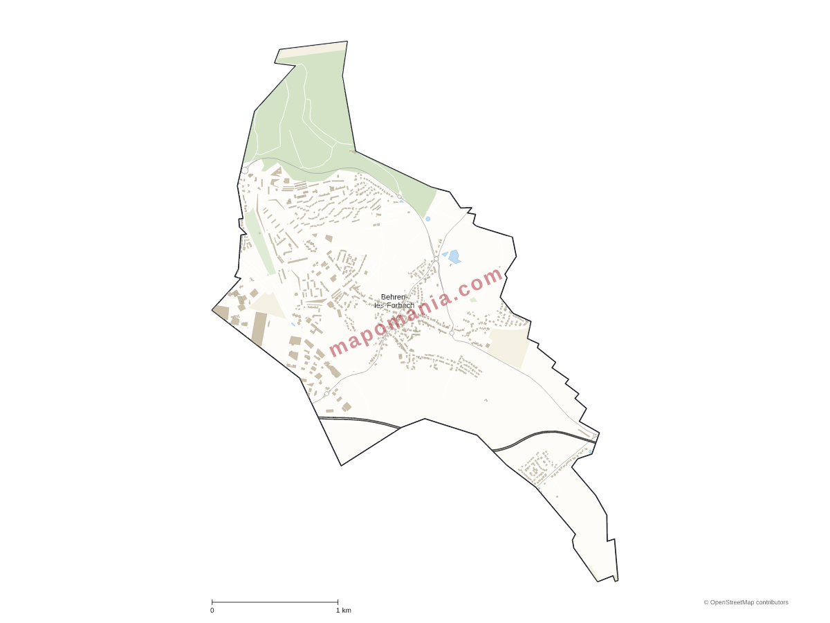 Carte de Behren-lès-Forbach à personnaliser