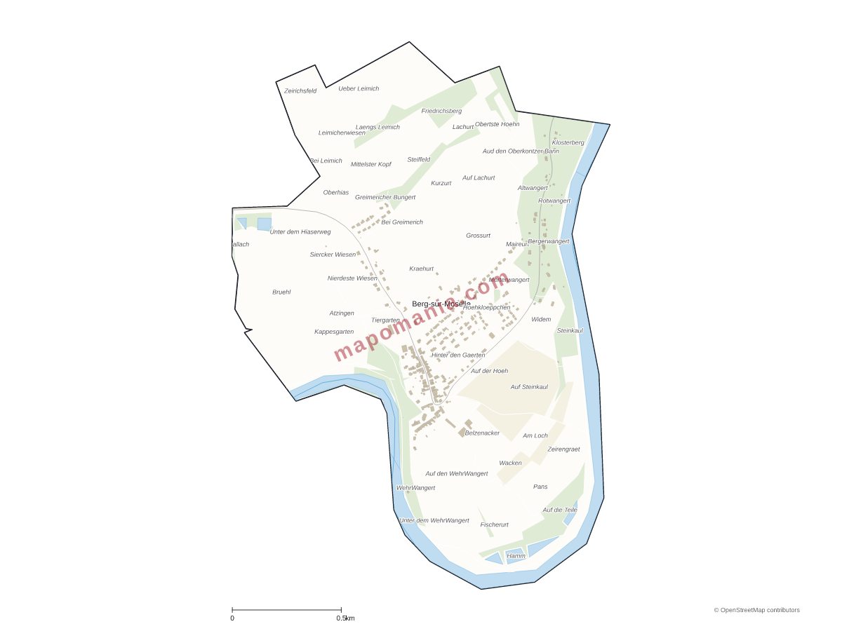 Carte de Berg-sur-Moselle à personnaliser