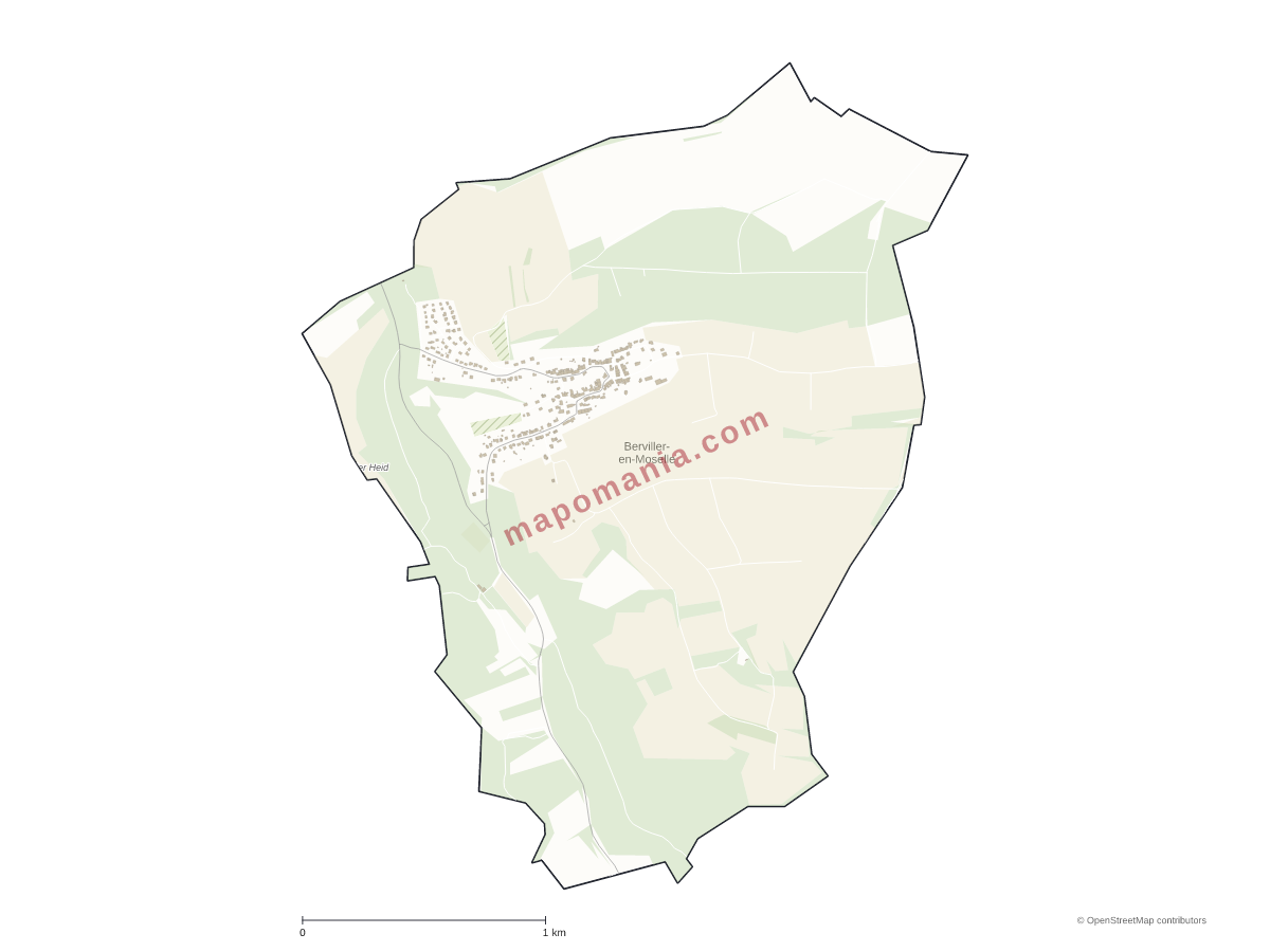 Carte de Berviller-en-Moselle à personnaliser