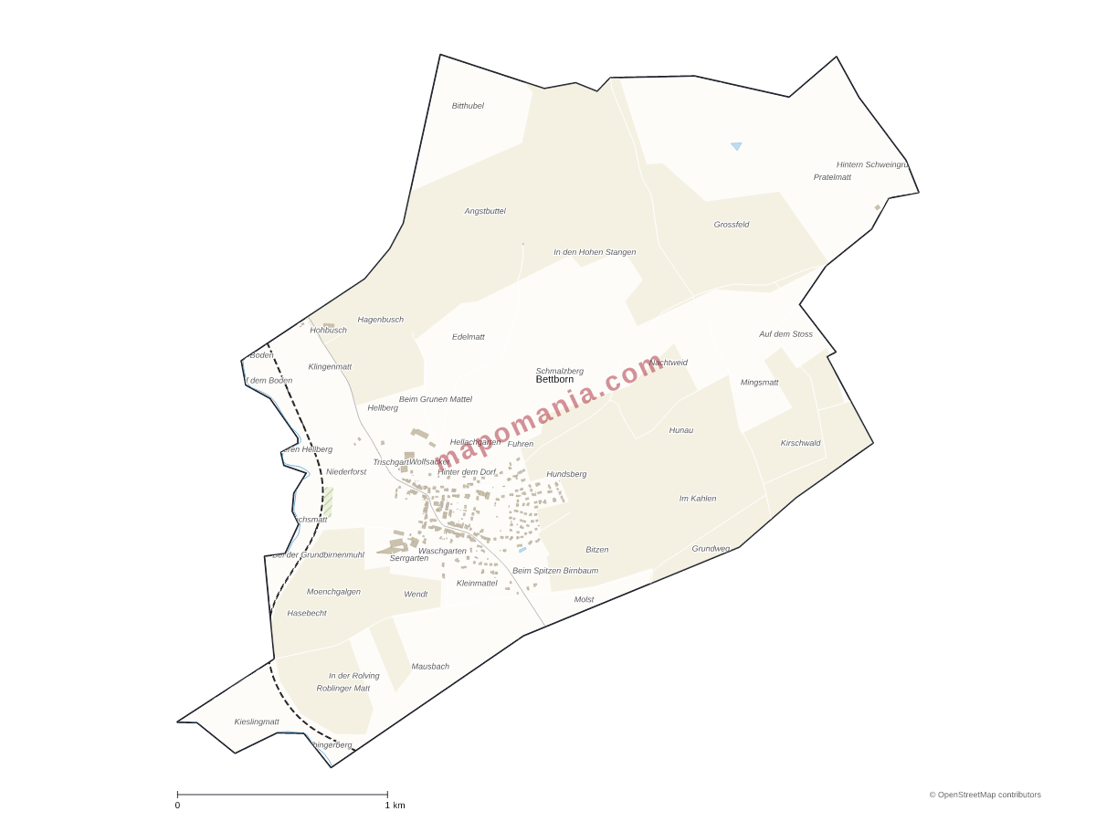 Carte de Bettborn à personnaliser