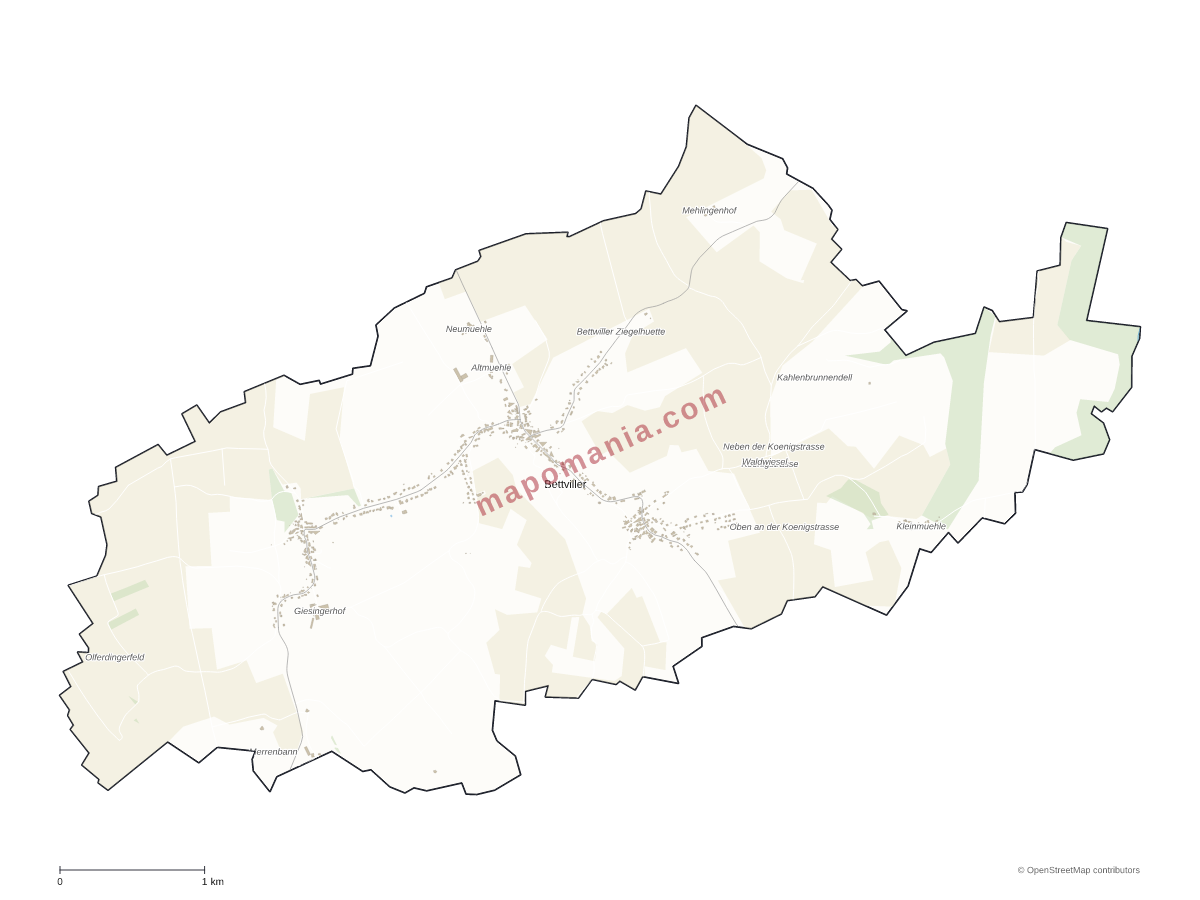 Carte de Bettviller à personnaliser