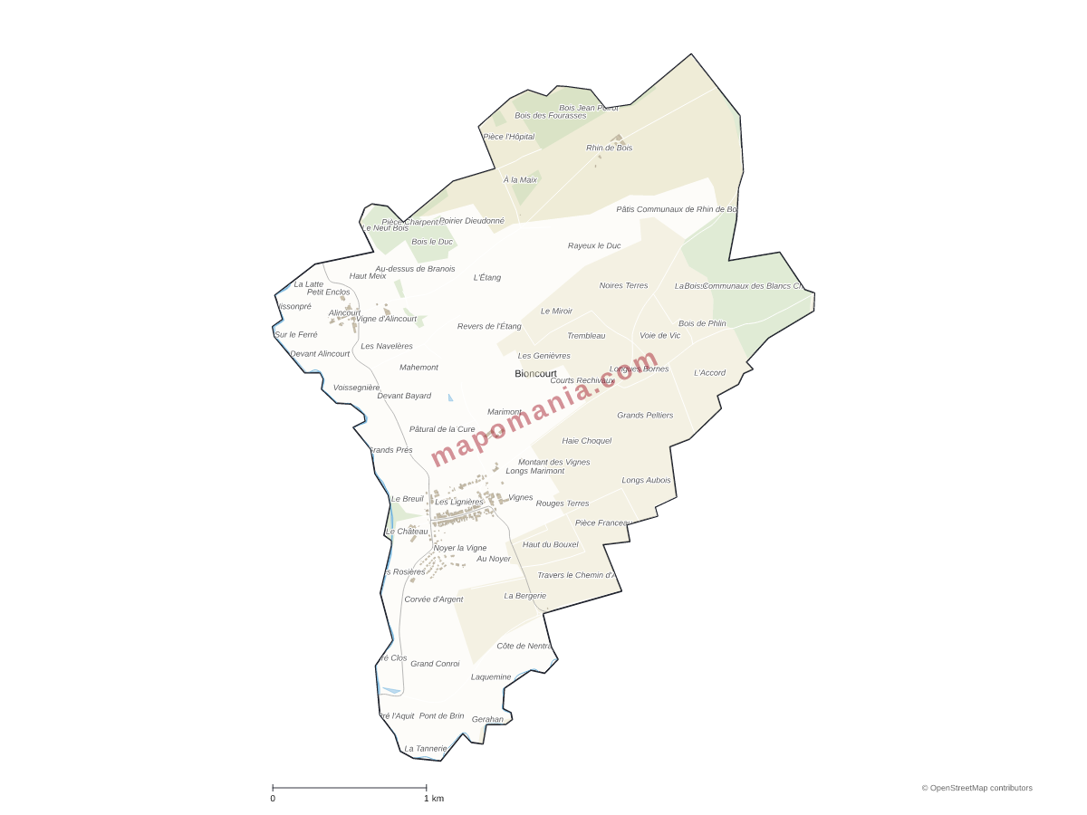 Carte de Bioncourt à personnaliser