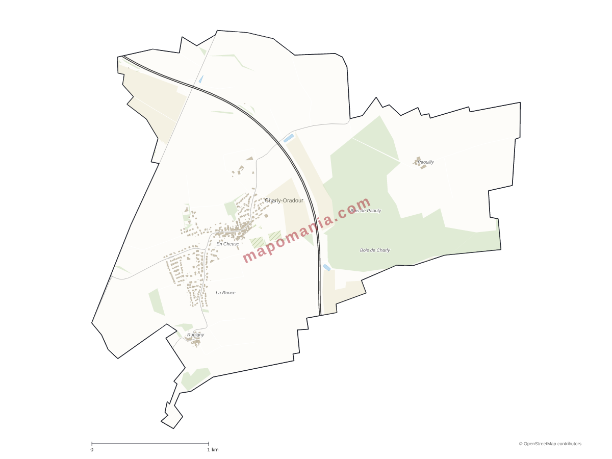 Carte de Charly-Oradour à personnaliser