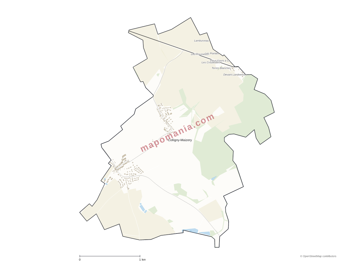 Carte de Colligny-Maizery à personnaliser
