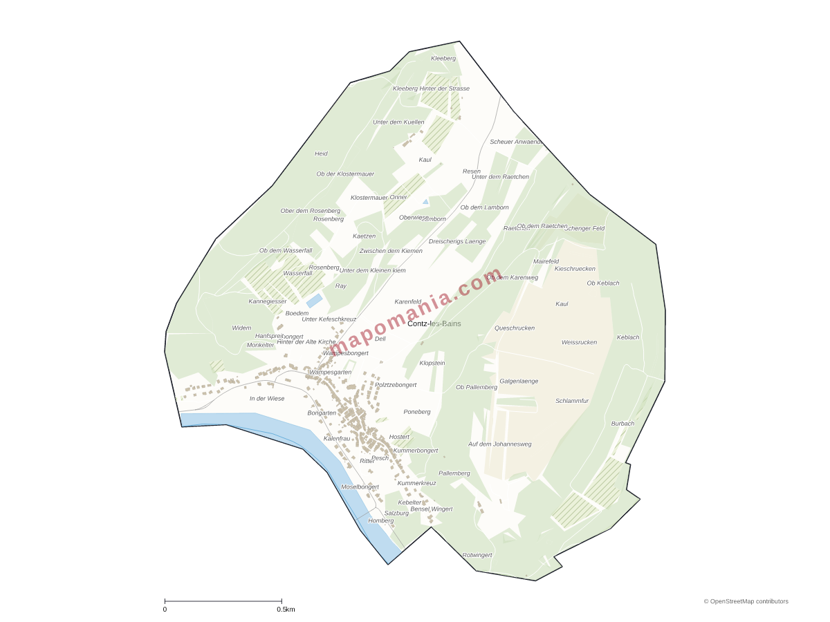 Carte de Contz-les-Bains à personnaliser