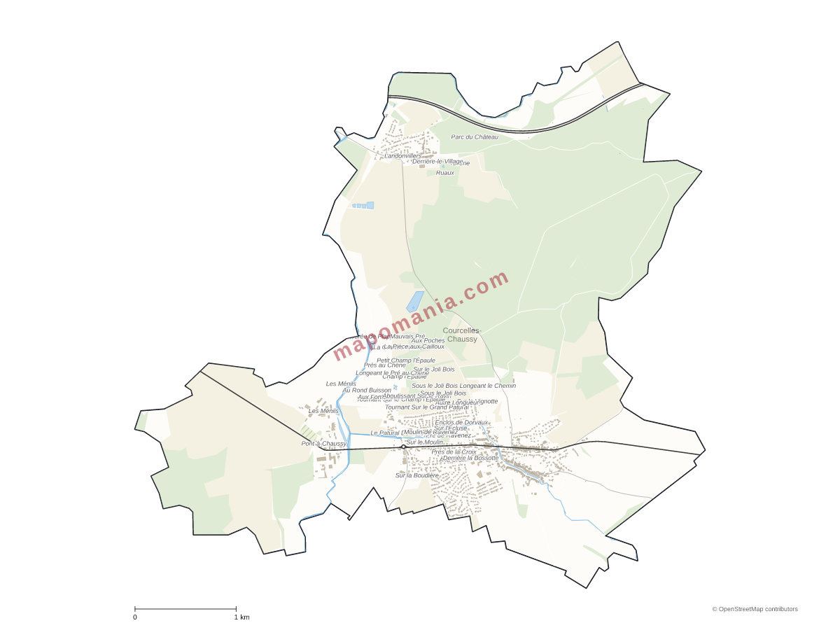 Carte de Courcelles-Chaussy à personnaliser